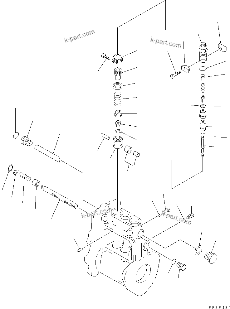 Komatsu parts book diagram for 3D84-2D S/N 00292-UP: FUEL INJECTION PUMP (PUMP) (2/2)(#03321-)