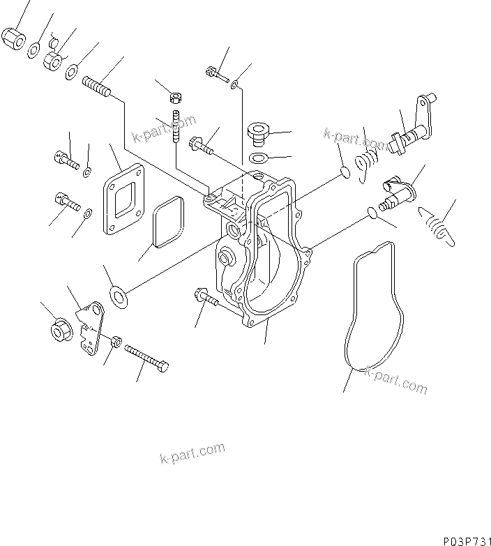 Komatsu parts book diagram for 3D84-2D S/N 00292-UP: FUEL INJECTION PUMP (GOVERNOR) (1/2)(#03321-)