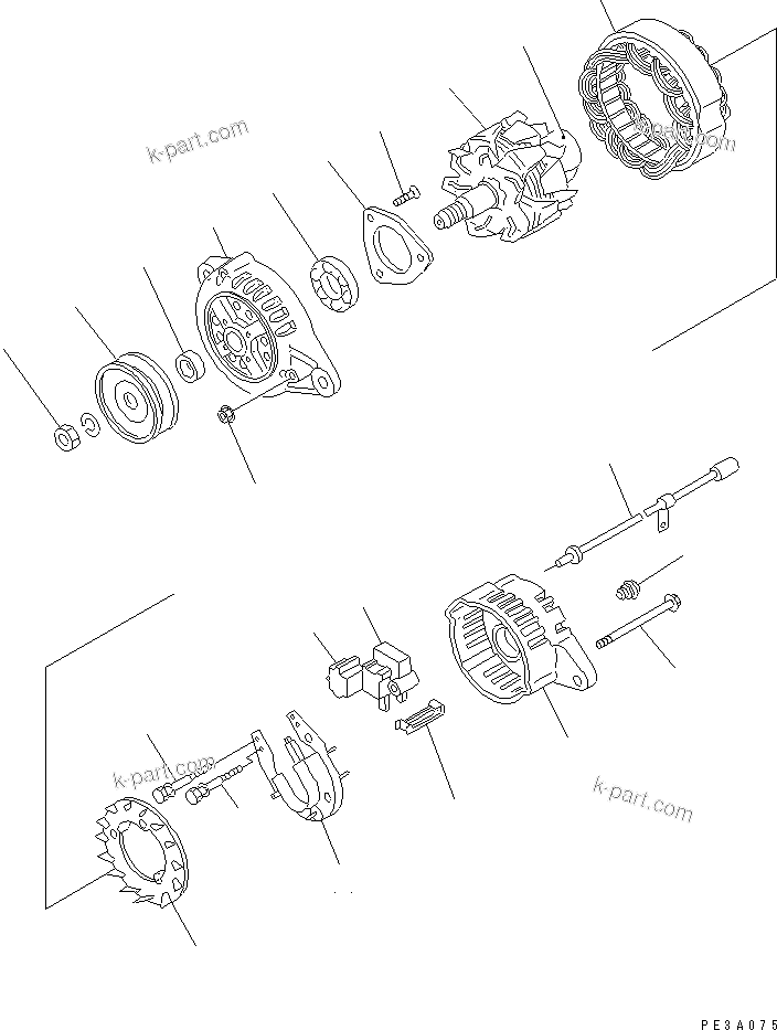 Komatsu parts book diagram for 3D84-2D S/N 00292-UP: ALTERNATOR (40A)(#03321-)
