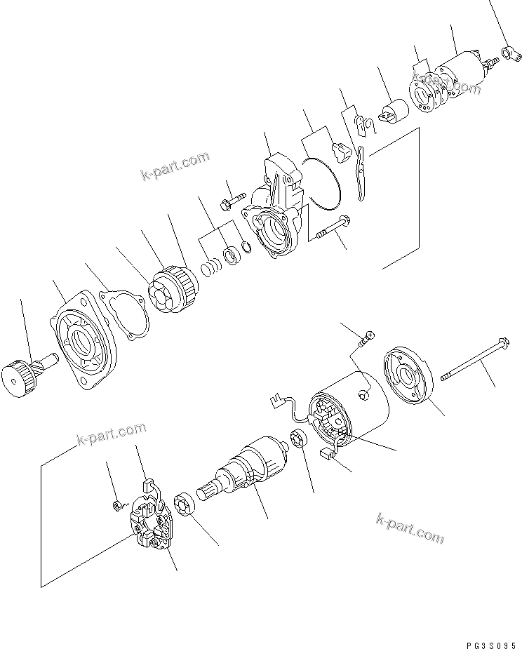 Komatsu parts book diagram for 3D84-2D S/N 00292-UP: STARTING MOTOR (1.8KW)(#03321-)