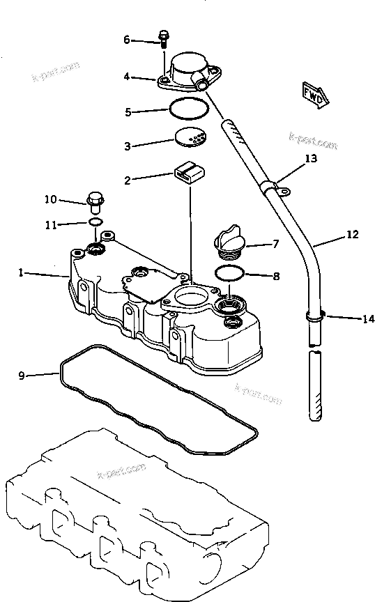 Komatsu parts book diagram for 3D84-2GA S/N 00292-UP: CYLINDER HEAD COVER(#03321-)