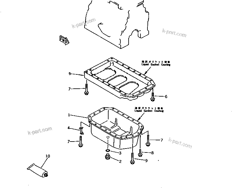 Komatsu parts book diagram for 3D84-2GA S/N 00292-UP: OIL PAN(#18428-)