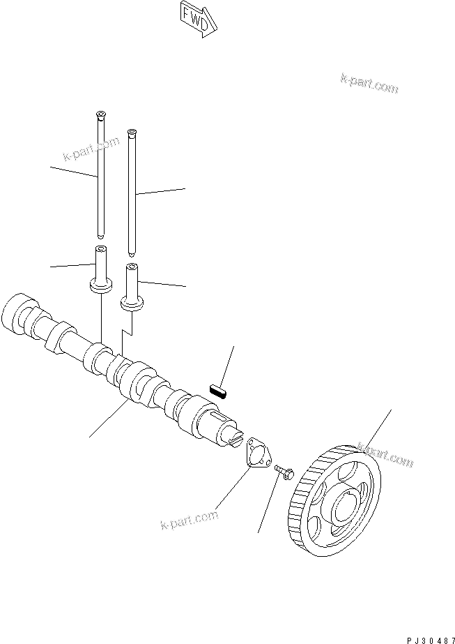 Komatsu parts book diagram for 3D84-2GA S/N 00292-UP: CAMSHAFT AND TAPPET(#03321-)