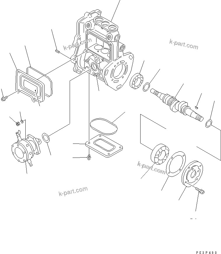 Komatsu parts book diagram for 3D84-2GA S/N 00292-UP: FUEL INJECTION PUMP (PUMP) (1/2)(#03321-)