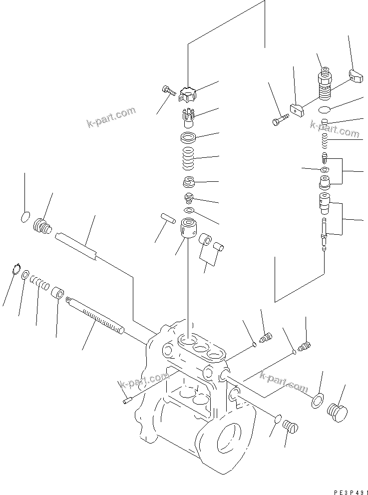 Komatsu parts book diagram for 3D84-2GA S/N 00292-UP: FUEL INJECTION PUMP (PUMP) (2/2)(#03321-)