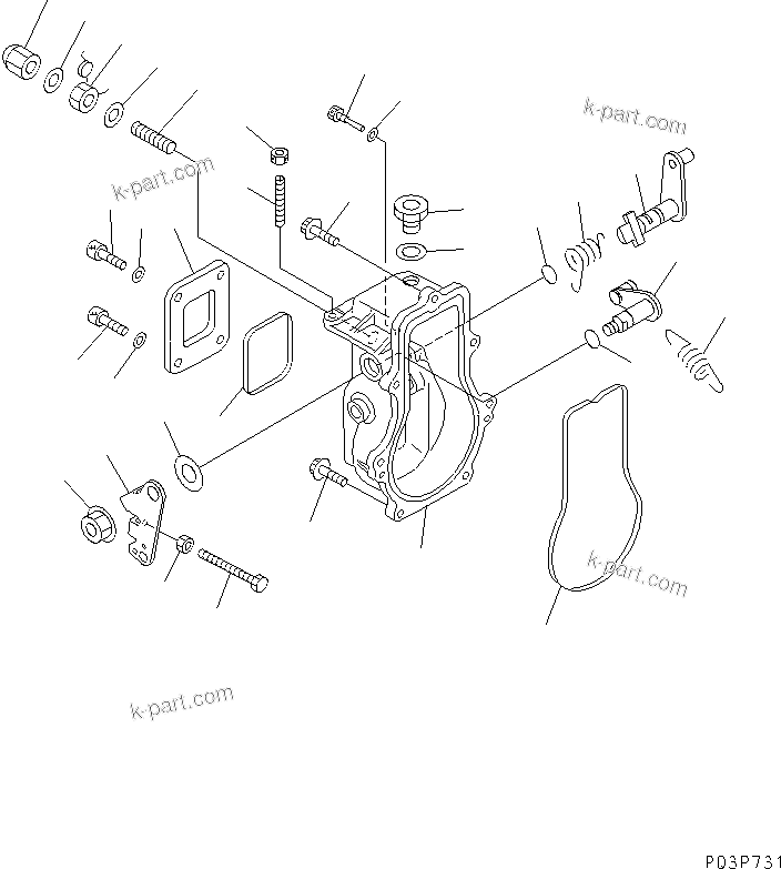 Komatsu parts book diagram for 3D84-2GA S/N 00292-UP: FUEL INJECTION PUMP (GOVERNOR) (1/2)(#03321-)
