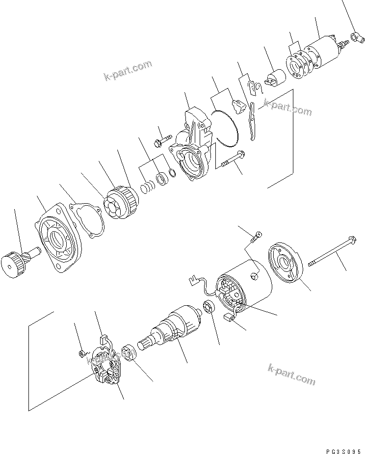 Komatsu parts book diagram for 3D84-2GA S/N 00292-UP: STARTING MOTOR (1.8KW)(#03321-)