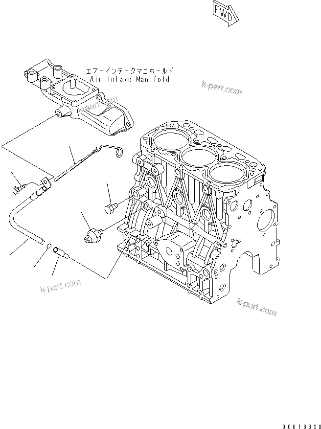 Komatsu parts book diagram for 3D84E-5X-AB S/N 00101-UP: CYLINDER BLOCK ACCSESSORY(#01020-)