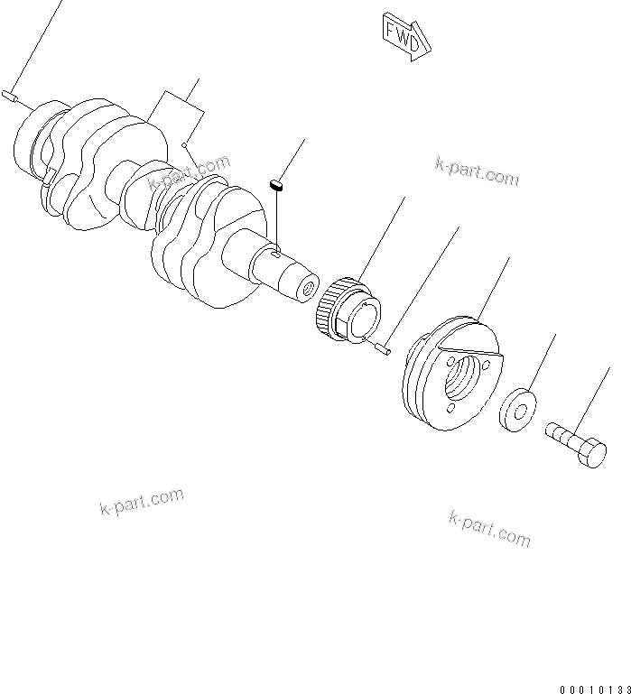Komatsu parts book diagram for 3D84E-5X-AB S/N 00101-UP: CRANKSHAFT