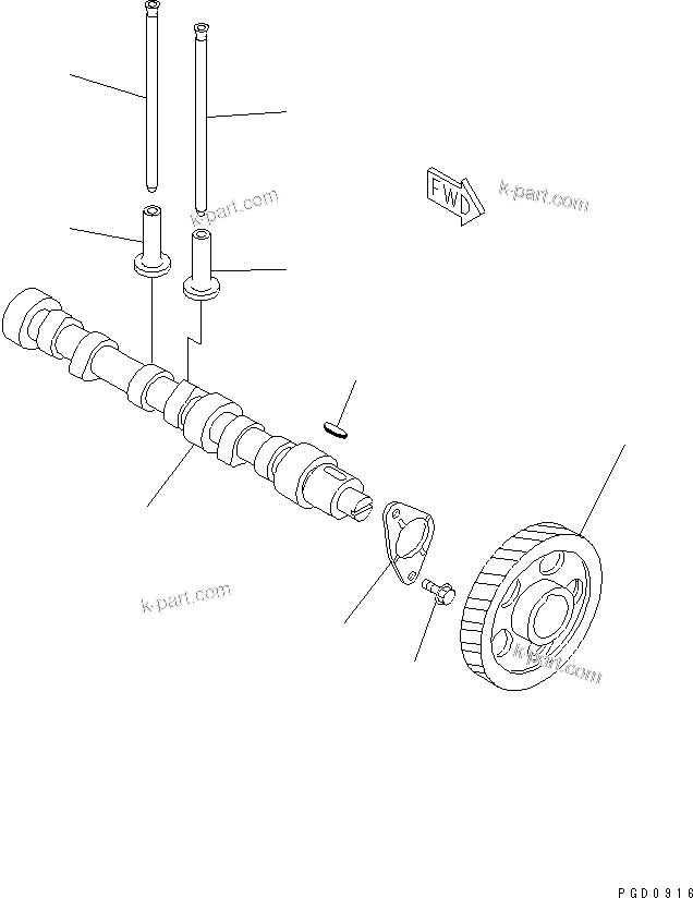 Komatsu parts book diagram for 3D84E-5X-AB S/N 00101-UP: CAMSHAFT AND TAPPET