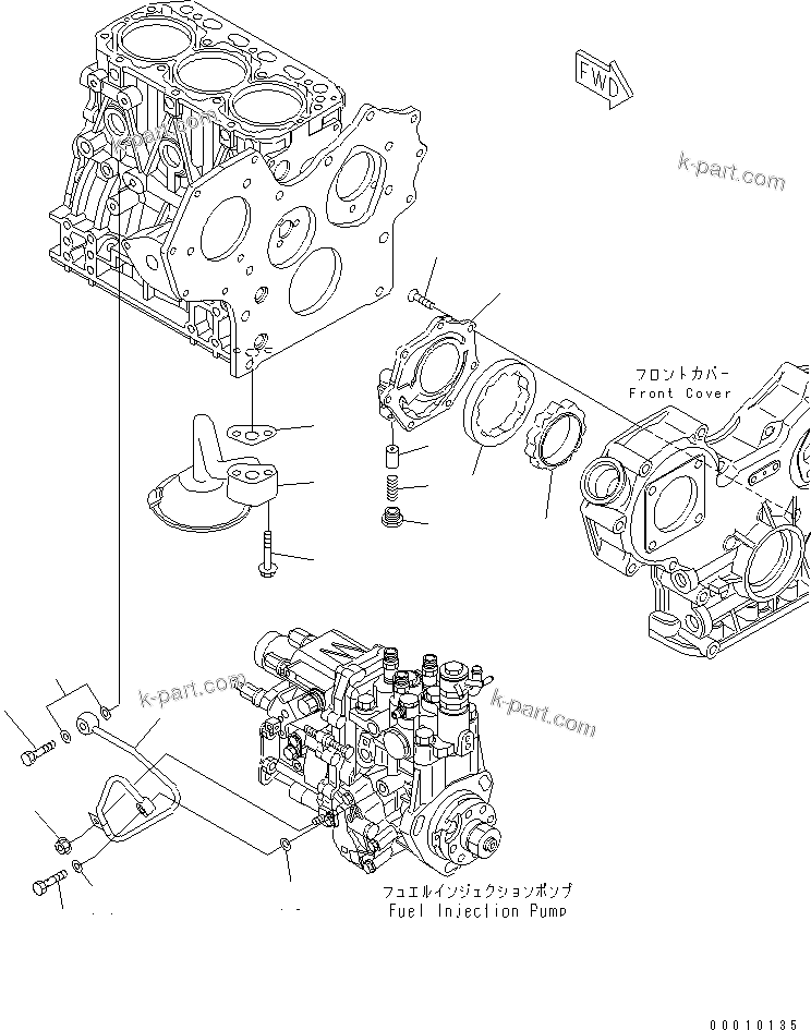 Komatsu parts book diagram for 3D84E-5X-AB S/N 00101-UP: LUBRICATING OIL PUMP(#01020-)