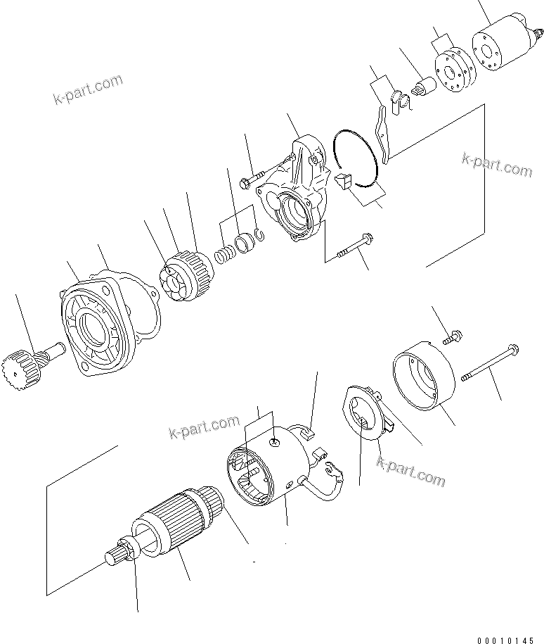 Komatsu parts book diagram for 3D84E-5X-AB S/N 00101-UP: STARTING MOTOR (INNER PARTS)(#01020-)