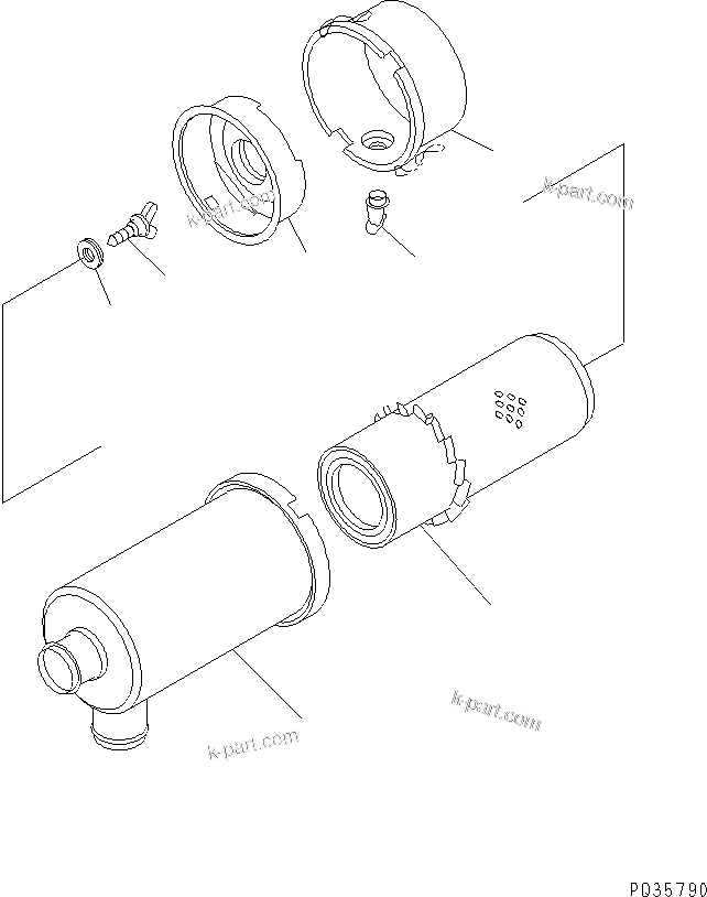 Komatsu parts book diagram for 3D84N-2AA S/N 3845-UP: AIR CLEANER