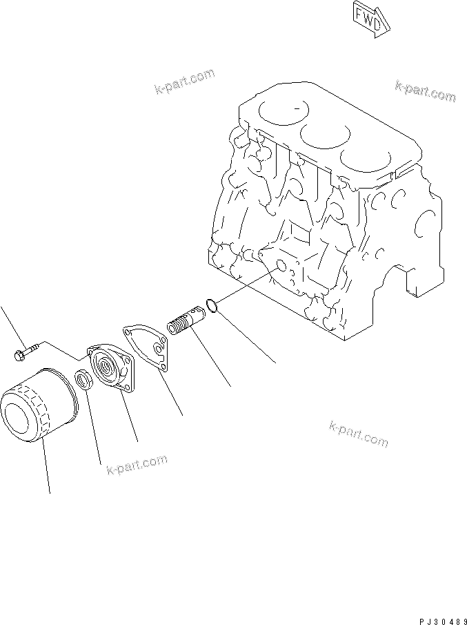 Komatsu parts book diagram for 3D84N-2AA S/N 3845-UP: LUBRICATING OIL FILTER(#14296-)