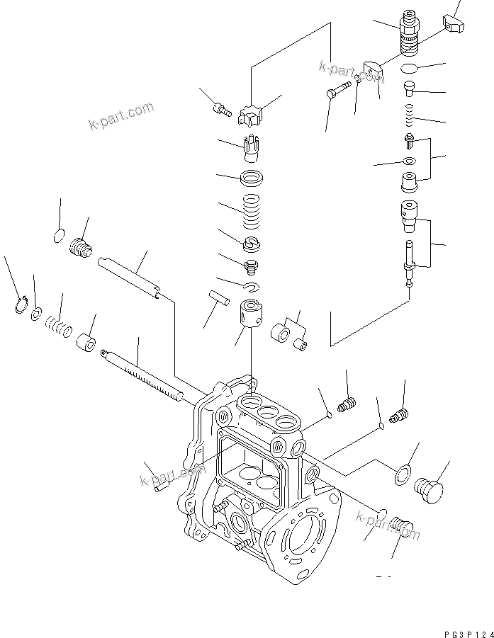 Komatsu parts book diagram for 3D84N-2AA S/N 3845-UP: FUEL INJECTION PUMP (PUMP) (2/2)