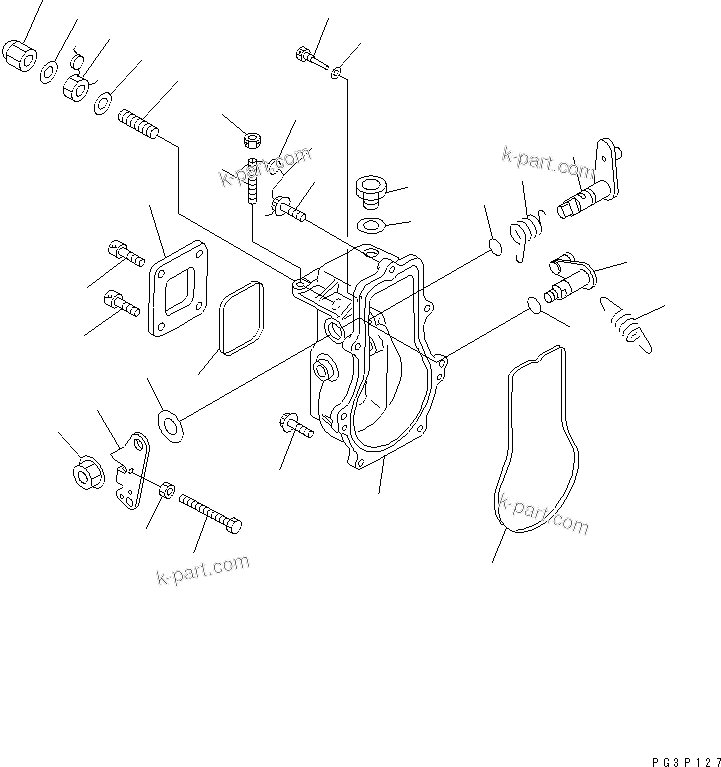 Komatsu parts book diagram for 3D84N-2AA S/N 3845-UP: FUEL INJECTION PUMP (GOVERNOR) (1/2)