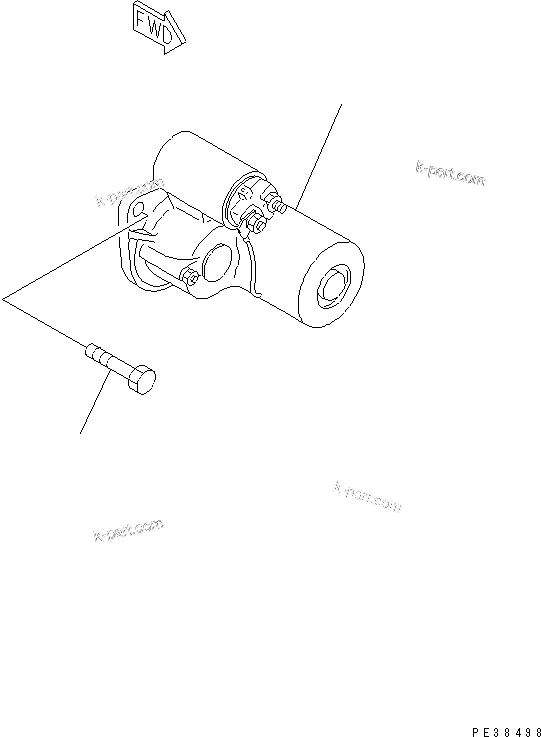 Komatsu parts book diagram for 3D84N-2AA S/N 3845-UP: STARTING MOTOR AND MOUNTING (2KW)