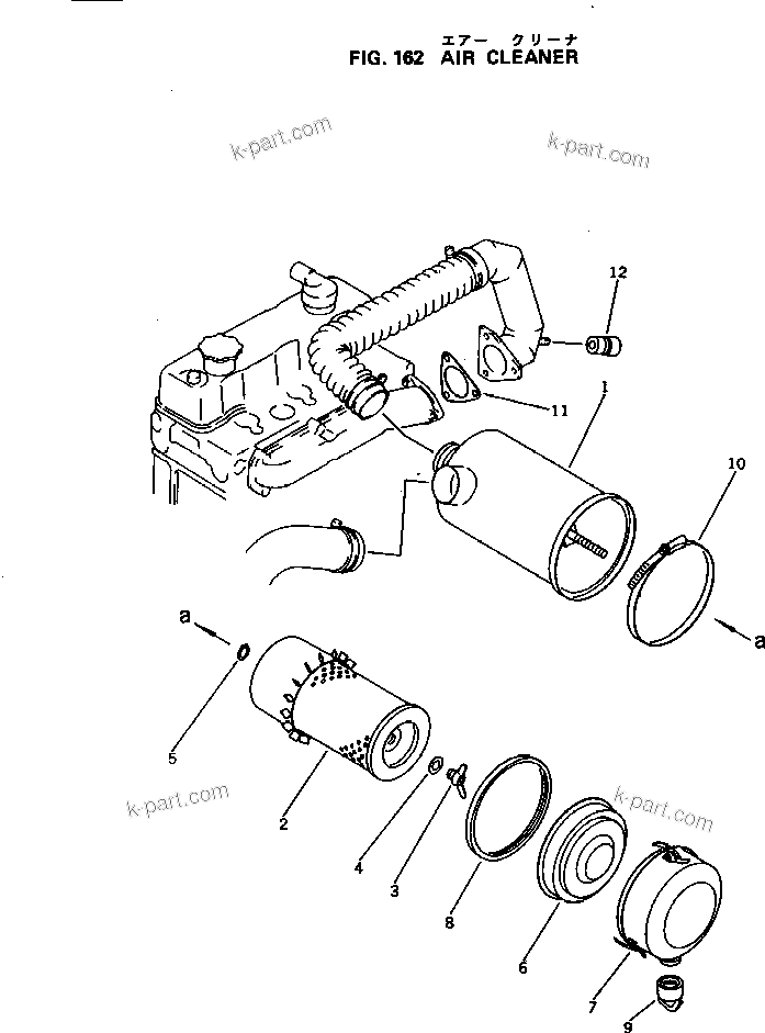 Komatsu parts book diagram for 3D94-2D S/N 11852-UP: AIR CLEANER
