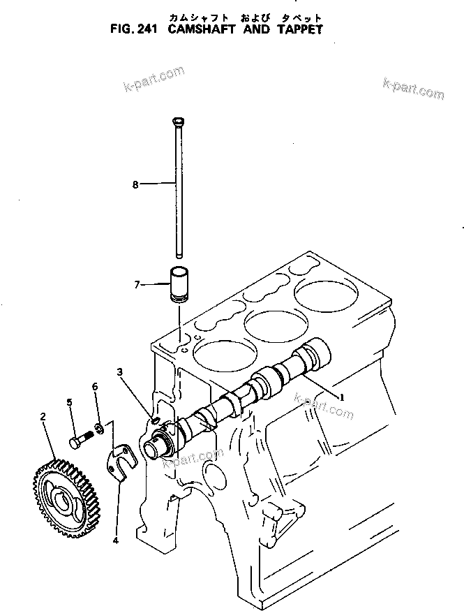 Komatsu parts book diagram for 3D94-2D S/N 11852-UP: CAMSHAFT AND TAPPET