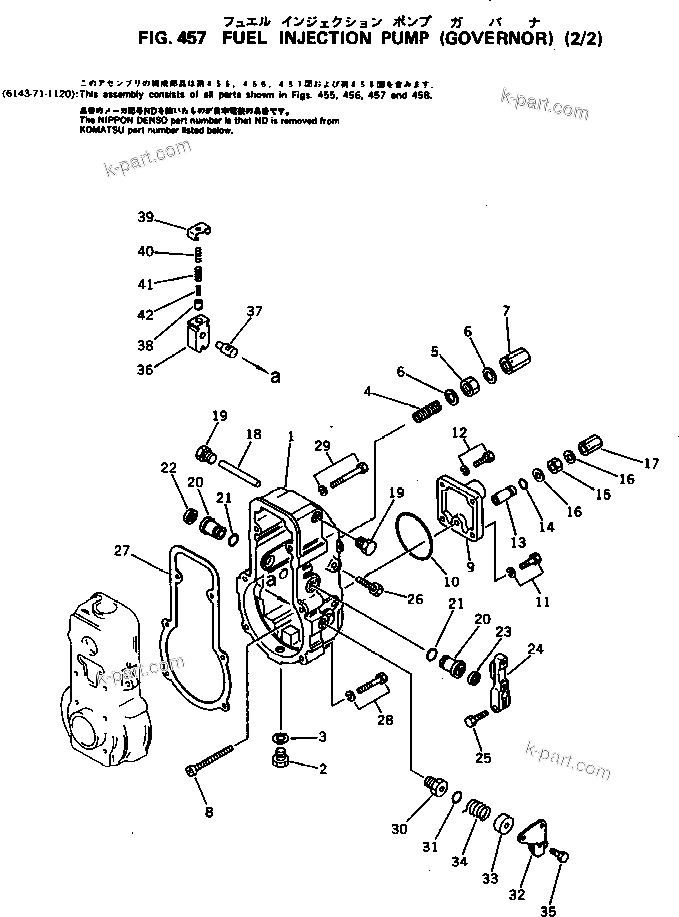 Komatsu parts book diagram for 3D94-2D S/N 11852-UP: FUEL INJECTION PUMP (GOVERNOR) (2/2)