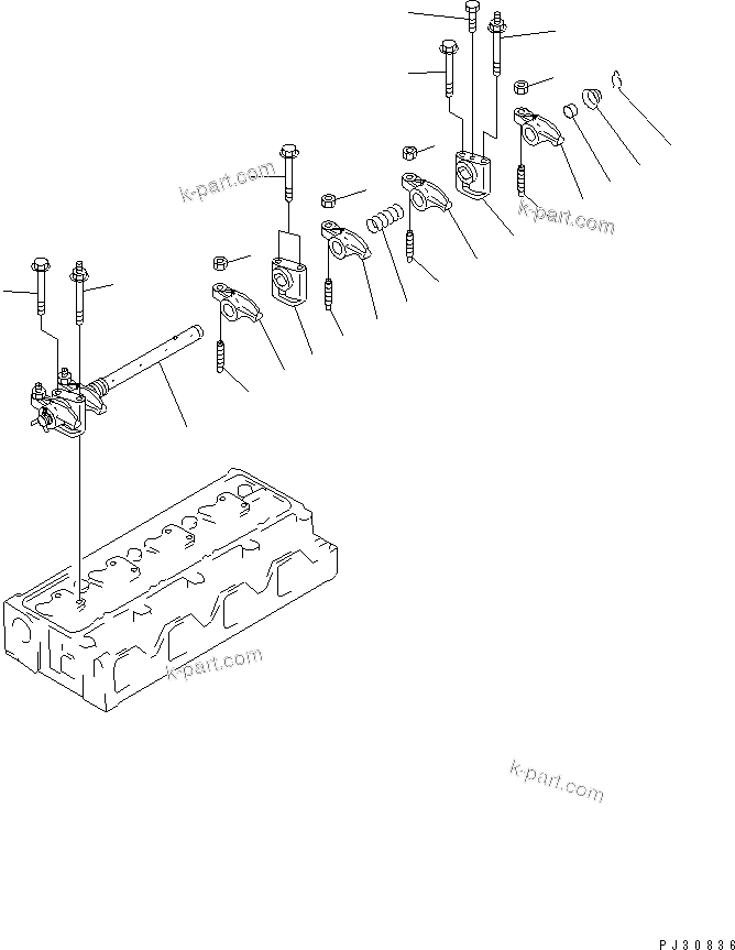 Komatsu parts book diagram for 3D95S-W-1B S/N 10001-UP: ROCKER ARM