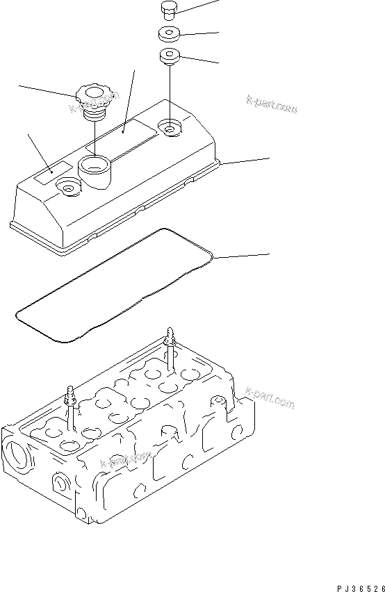 Komatsu parts book diagram for 3D95S-W-1B S/N 10001-UP: CYLINDER HEAD COVER