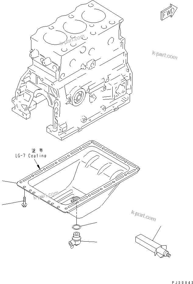Komatsu parts book diagram for 3D95S-W-1B S/N 10001-UP: OIL PAN(#10001-16817)