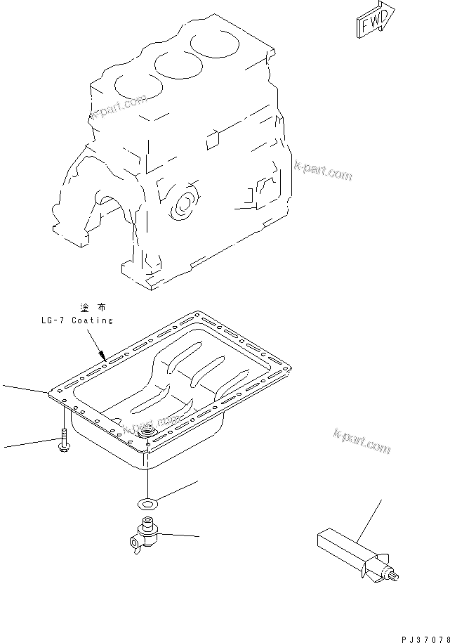 Komatsu parts book diagram for 3D95S-W-1B S/N 10001-UP: OIL PAN(#16818-)