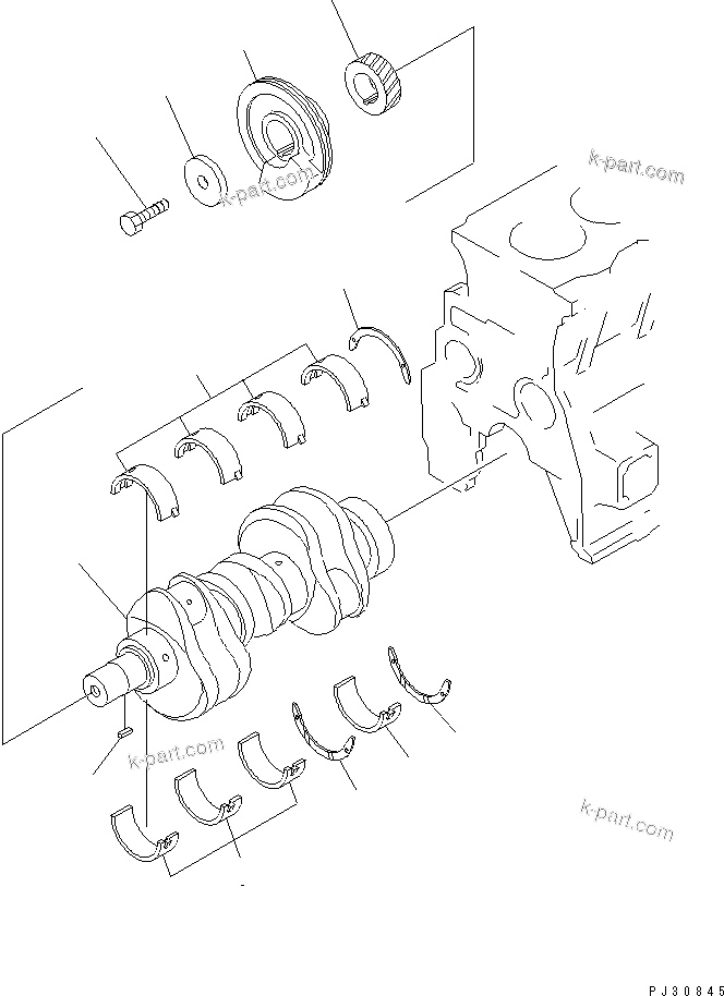 Komatsu parts book diagram for 3D95S-W-1B S/N 10001-UP: CRANKSHAFT