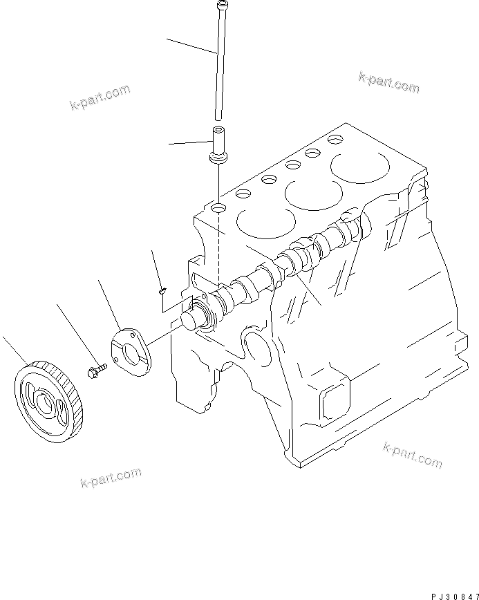 Komatsu parts book diagram for 3D95S-W-1B S/N 10001-UP: CAMSHAFT AND TAPPET