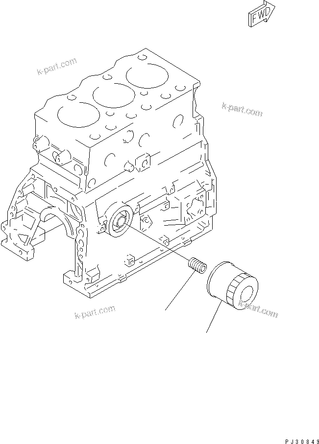 Komatsu parts book diagram for 3D95S-W-1B S/N 10001-UP: LUBRICATING OIL FILTER