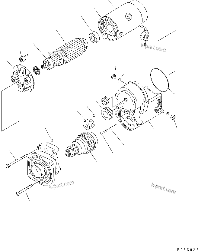 Komatsu parts book diagram for 3D95S-W-1B S/N 10001-UP: STARTING MOTOR