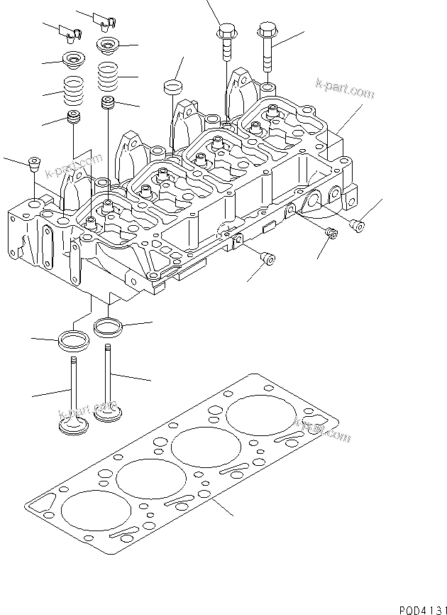 Komatsu parts book diagram for 4D102E-1C-US S/N 26200282-UP: CYLINDER HEAD(#26200282-26237229)