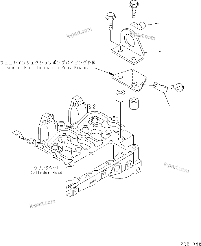 Komatsu parts book diagram for 4D102E-1C-US S/N 26200282-UP: REAR HANGER