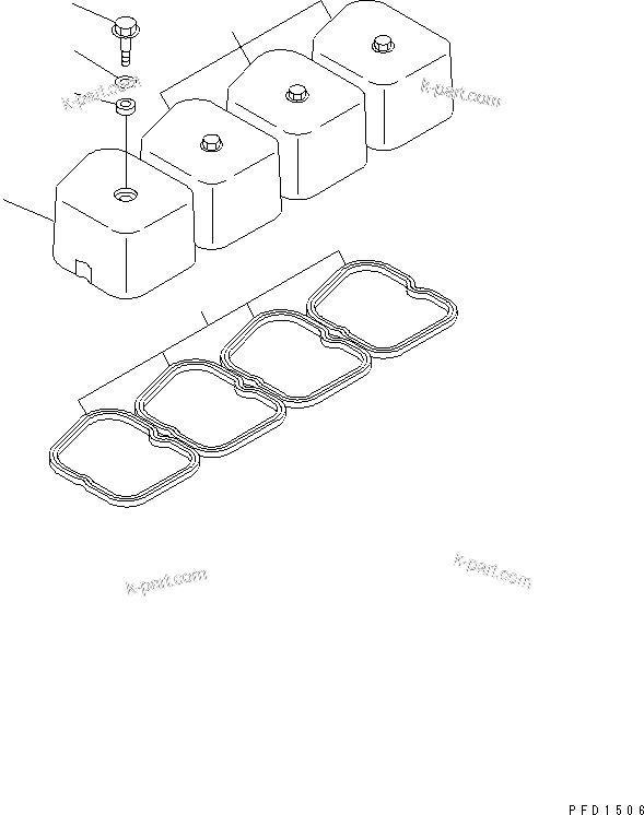 Komatsu parts book diagram for 4D102E-1C-US S/N 26200282-UP: HEAD COVER (WITHOUT OIL FILLER CAP)(#26200974-)
