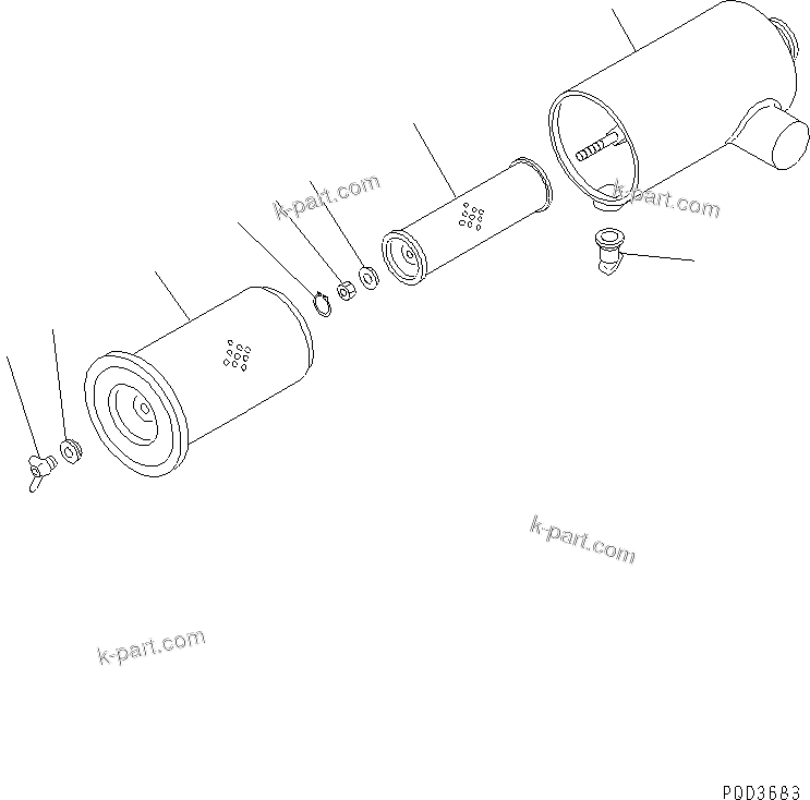 Komatsu parts book diagram for 4D102E-1C-US S/N 26200282-UP: AIR CLEANER (DOUBLE ELEMENT TYPE)(#26202310-26254031)