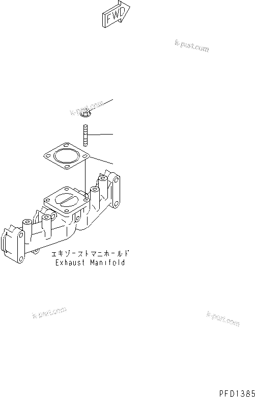 Komatsu parts book diagram for 4D102E-1C-US S/N 26200282-UP: EXHAUST CONNECTION