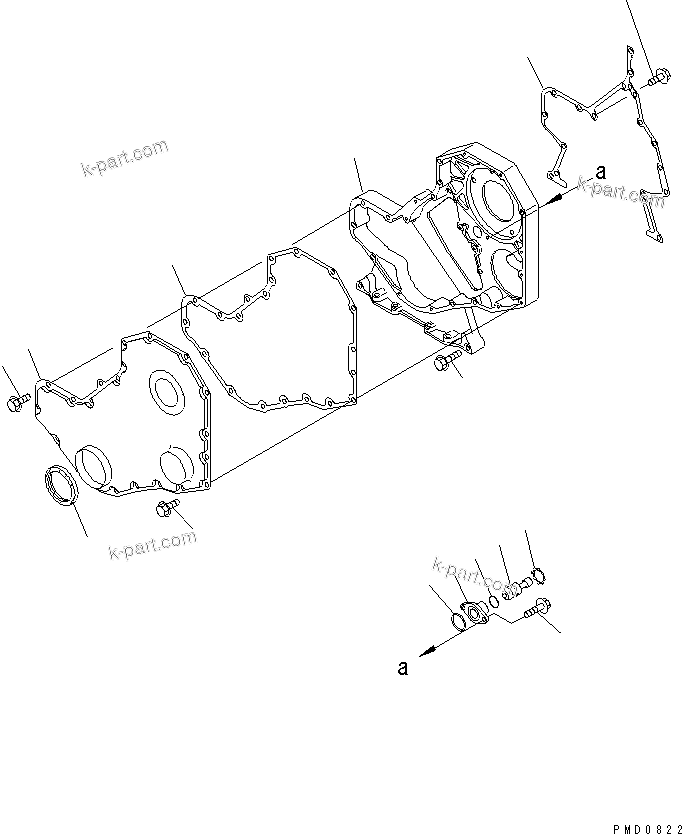 Komatsu parts book diagram for 4D102E-1C-US S/N 26200282-UP: FRONT COVER(#26200282-26237229)