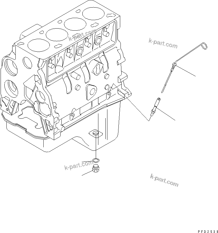 Komatsu parts book diagram for 4D102E-1C-US S/N 26200282-UP: OIL LEVEL SENSOR AND OIL GAUGE(#26209123-)