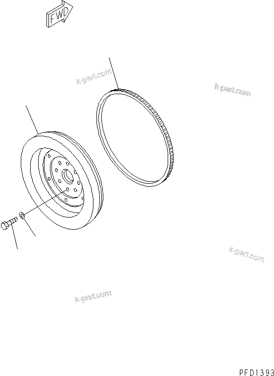 Komatsu parts book diagram for 4D102E-1C-US S/N 26200282-UP: FLYWHEEL(#26214632-)