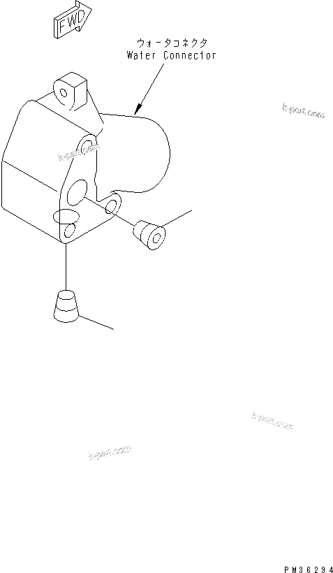 Komatsu parts book diagram for 4D102E-1C-US S/N 26200282-UP: WATER CONNECTOR PLUG