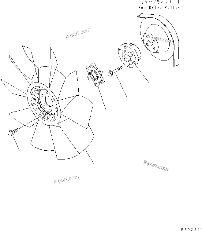 Komatsu parts book diagram for 4D102E-1C-US S/N 26200282-UP: COOLING FAN(#26202310-26222713)
