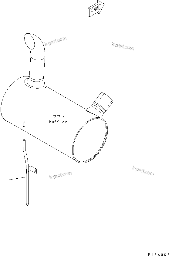 Komatsu parts book diagram for 4D102E-1C-US S/N 26200282-UP: MUFFLER DRAIN TUBE (ORDERING TRANSFERDED PARTS)(#26254032-)