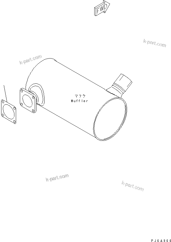 Komatsu parts book diagram for 4D102E-1C-US S/N 26200282-UP: MUFFLER GASKET (ORDERING TRANSFERDED PARTS)(#26254032-)