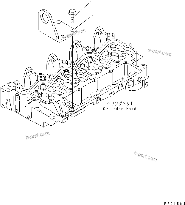 Komatsu parts book diagram for 4D102E-1A S/N 26200282-UP: FRONT HANGER(#26200974-)