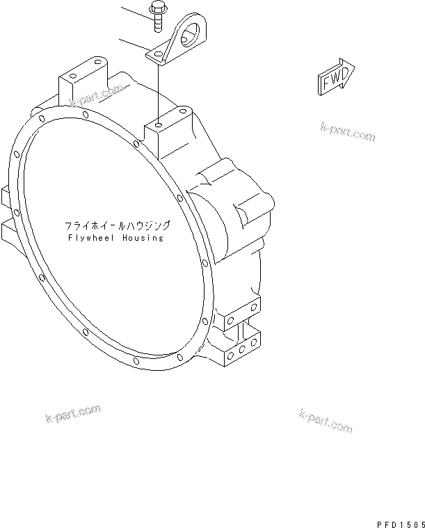 Komatsu parts book diagram for 4D102E-1A S/N 26200282-UP: REAR HANGER(#26200974-)
