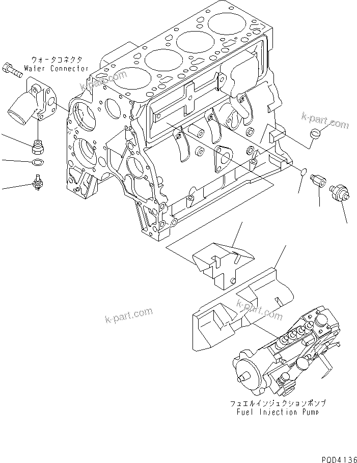 Komatsu parts book diagram for 4D102E-1A S/N 26200282-UP: OIL PRESSURE SWITCH(#26224125-)