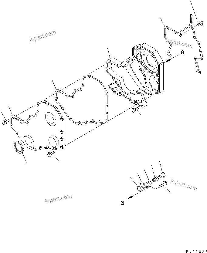 Komatsu parts book diagram for 4D102E-1A S/N 26200282-UP: FRONT COVER(#26200282-26237229)
