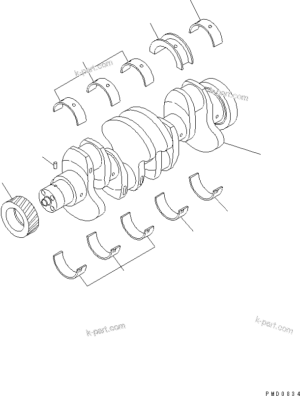 Komatsu parts book diagram for 4D102E-1A S/N 26200282-UP: CRANKSHAFT