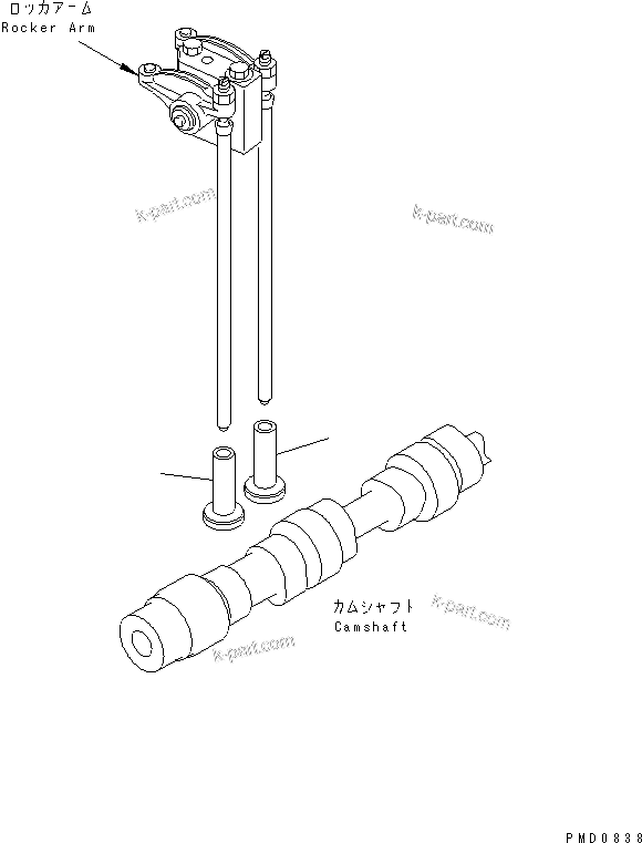 Komatsu parts book diagram for 4D102E-1A S/N 26200282-UP: TAPPET